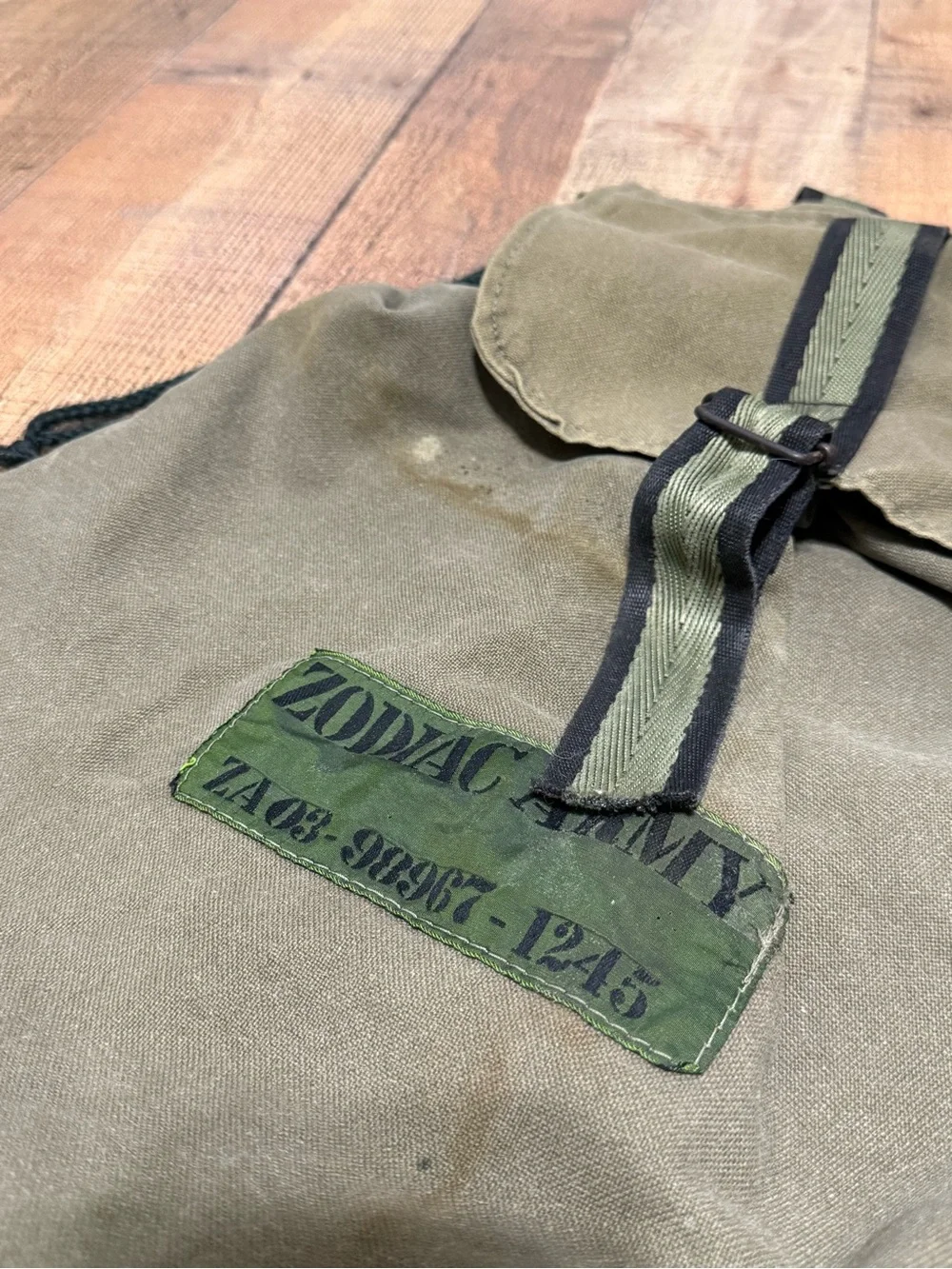 Zodiac Army Olive Drab Canvas Drawstring Backpack Rucksack ZA03-98967-1245